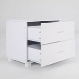 Darrahopens Furniture > Bedroom Bedside Table Side Storage Cabinet Nightstand Bedroom 2 Drawer Legs ETTA WHITE