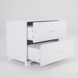 Darrahopens Furniture > Bedroom Bedside Table Side Storage Cabinet Nightstand Bedroom 2 Drawer Legs ETTA WHITE