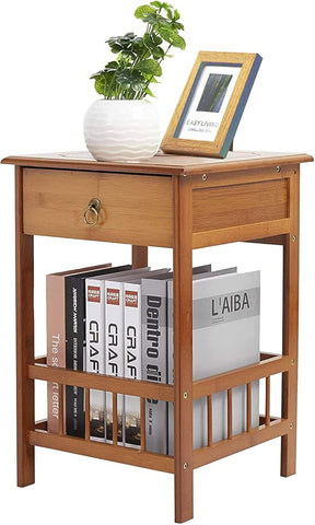 Darrahopens Furniture > Bedroom > Bedside Tables 2 Tier Classic Bedside Table Drawer Side Table Living Room Coffee Tea End Table