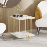 Darrahopens Furniture > Bedroom > Bedside Tables 2 Tier End Table Bedside Tables Sintered Stone Nightstand Display Storage Shelf