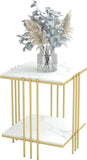 Darrahopens Furniture > Bedroom > Bedside Tables 2 Tier End Table Bedside Tables Sintered Stone Nightstand Display Storage Shelf