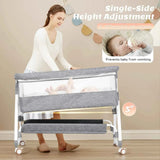 Darrahopens Furniture > Bedroom > Bedside Tables 3-in-1 Adjustable Height Baby Bassinet Crib with Mosquito Net and Storage Basket in Grey In Australia - Darrahopens