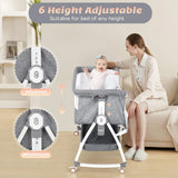 Darrahopens Furniture > Bedroom > Bedside Tables 3-in-1 Adjustable Height Baby Bassinet Crib with Mosquito Net and Storage Basket in Grey In Australia - Darrahopens