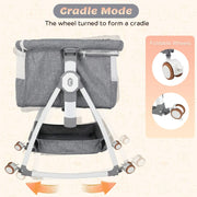 Darrahopens Furniture > Bedroom > Bedside Tables 3-in-1 Adjustable Height Baby Bassinet Crib with Mosquito Net and Storage Basket in Grey In Australia - Darrahopens