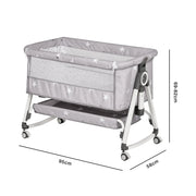 Darrahopens Furniture > Bedroom > Bedside Tables 3-in-1 Grey Baby Bassinet Bedside Crib with Adjustable Height, Mosquito Net & Storage Basket In Australia - Darrahopens