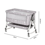 Darrahopens Furniture > Bedroom > Bedside Tables 3-in-1 Grey Baby Bassinet Bedside Crib with Adjustable Height, Mosquito Net & Storage Basket In Australia - Darrahopens