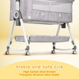 Darrahopens Furniture > Bedroom > Bedside Tables 3-in-1 Grey Baby Bassinet Bedside Crib with Adjustable Height, Mosquito Net & Storage Basket In Australia - Darrahopens