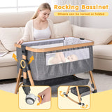 Darrahopens Furniture > Bedroom > Bedside Tables 3 in 1 Grey Baby Bassinet Bedside Crib with Mattress, Adjustable Height and Storage Basket In Australia - Darrahopens