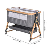 Darrahopens Furniture > Bedroom > Bedside Tables 3 in 1 Grey Baby Bassinet Bedside Crib with Mattress, Adjustable Height and Storage Basket In Australia - Darrahopens