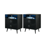 Darrahopens Furniture > Bedroom > Bedside Tables Amelia Modern LED Bedside table with USB and power socket black x 2