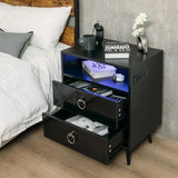 Darrahopens Furniture > Bedroom > Bedside Tables Amelia Modern LED Bedside table with USB and power socket black x 2