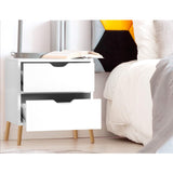 Darrahopens Furniture > Bedroom > Bedside Tables Artiss 2X Bedside Table 2 Drawers - BODEN White