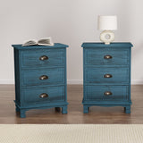 Darrahopens Furniture > Bedroom > Bedside Tables Artiss 2x Bedside Table 3 Drawers Vintage - THYME Blue