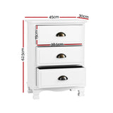 Darrahopens Furniture > Bedroom > Bedside Tables Artiss 2x Bedside Table 3 Drawers Vintage - THYME White