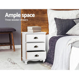 Darrahopens Furniture > Bedroom > Bedside Tables Artiss 2x Bedside Table 3 Drawers Vintage - THYME White