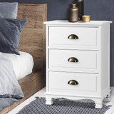 Darrahopens Furniture > Bedroom > Bedside Tables Artiss 2x Bedside Table 3 Drawers Vintage - THYME White