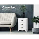 Darrahopens Furniture > Bedroom > Bedside Tables Artiss 2x Bedside Table 3 Drawers Vintage - THYME White