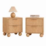 Darrahopens Furniture > Bedroom > Bedside Tables Artiss 2x Bedside Table Round Legs 2 Drawers Pine In Australia - Darrahopens