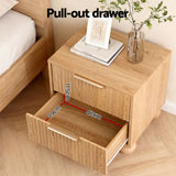 Darrahopens Furniture > Bedroom > Bedside Tables Artiss 2x Bedside Table Round Legs 2 Drawers Pine In Australia - Darrahopens
