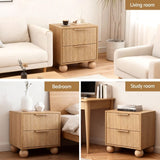 Darrahopens Furniture > Bedroom > Bedside Tables Artiss 2x Bedside Table Round Legs 2 Drawers Pine In Australia - Darrahopens