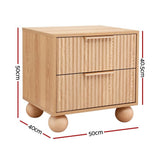 Darrahopens Furniture > Bedroom > Bedside Tables Artiss 2x Bedside Table Round Legs 2 Drawers Pine In Australia - Darrahopens