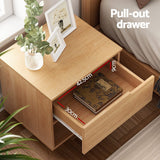 Darrahopens Furniture > Bedroom > Bedside Tables Artiss Bedside Table 1 Drawer 1 Shelf Nightstand Pine