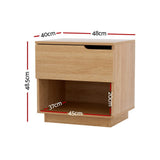 Darrahopens Furniture > Bedroom > Bedside Tables Artiss Bedside Table 1 Drawer 1 Shelf Nightstand Pine