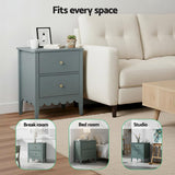 Darrahopens Furniture > Bedroom > Bedside Tables Artiss Bedside Table 2 Drawers Bedroom Storage Nightstand Green