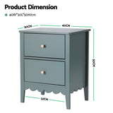 Darrahopens Furniture > Bedroom > Bedside Tables Artiss Bedside Table 2 Drawers Bedroom Storage Nightstand Green