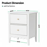 Darrahopens Furniture > Bedroom > Bedside Tables Artiss Bedside Table 2 Drawers Bedroom Storage Nightstand White