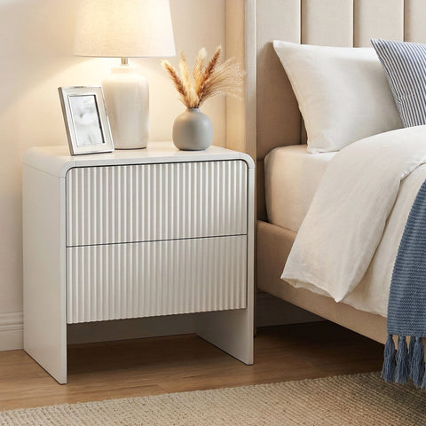 Darrahopens Furniture > Bedroom > Bedside Tables Artiss Bedside Table 2 Drawers - Beige