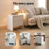 Darrahopens Furniture > Bedroom > Bedside Tables Artiss Bedside Table 2 Drawers - Beige