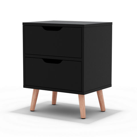 Darrahopens Furniture > Bedroom > Bedside Tables Artiss Bedside Table 2 Drawers - BODEN Black
