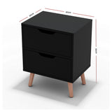 Darrahopens Furniture > Bedroom > Bedside Tables Artiss Bedside Table 2 Drawers - BODEN Black