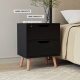 Darrahopens Furniture > Bedroom > Bedside Tables Artiss Bedside Table 2 Drawers - BODEN Black