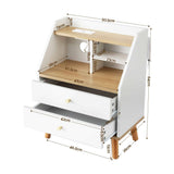 Darrahopens Furniture > Bedroom > Bedside Tables Artiss Bedside Table 2 Drawers Charging Station White and Pine