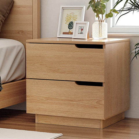 Darrahopens Furniture > Bedroom > Bedside Tables Artiss Bedside Table 2 Drawers Nightstand Pine