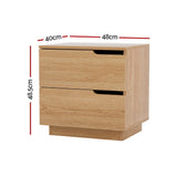 Darrahopens Furniture > Bedroom > Bedside Tables Artiss Bedside Table 2 Drawers Nightstand Pine