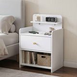 Darrahopens Furniture > Bedroom > Bedside Tables Artiss Bedside Table Drawer Charging Station White