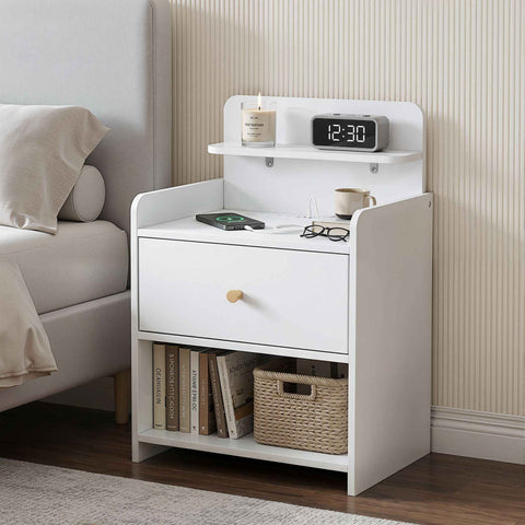 Darrahopens Furniture > Bedroom > Bedside Tables Artiss Bedside Table Drawer Charging Station White