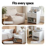 Darrahopens Furniture > Bedroom > Bedside Tables Artiss Bedside Table Drawer Charging Station White