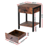 Darrahopens Furniture > Bedroom > Bedside Tables Artiss Bedside Table Nightstand 1 Drawer Shelves Walnut