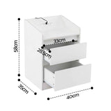 Darrahopens Furniture > Bedroom > Bedside Tables Artiss Bedside Table Nightstand with Charging Station 2 Drawers LED White