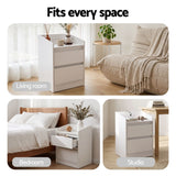 Darrahopens Furniture > Bedroom > Bedside Tables Artiss Bedside Table Nightstand with Charging Station 2 Drawers LED White