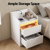 Darrahopens Furniture > Bedroom > Bedside Tables Artiss Bedside Table Nightstand with Charging Station 2 Drawers LED White