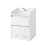 Darrahopens Furniture > Bedroom > Bedside Tables Artiss Bedside Table Nightstand with Charging Station 2 Drawers LED White