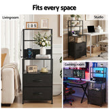 Darrahopens Furniture > Bedroom > Bedside Tables Artiss Bedside Table Tall Nightstand with Charging Station Drawers LED Black