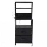 Darrahopens Furniture > Bedroom > Bedside Tables Artiss Bedside Table Tall Nightstand with Charging Station Drawers LED Black
