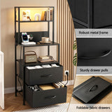 Darrahopens Furniture > Bedroom > Bedside Tables Artiss Bedside Table Tall Nightstand with Charging Station Drawers LED Black