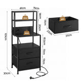 Darrahopens Furniture > Bedroom > Bedside Tables Artiss Bedside Table Tall Nightstand with Charging Station Drawers LED Black